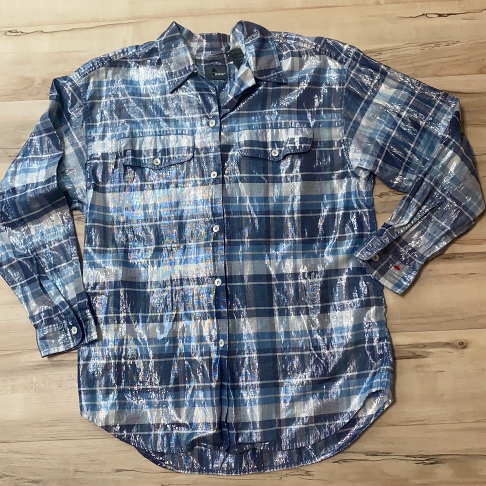 New Liz Wear button Front Long sleeve Blouse